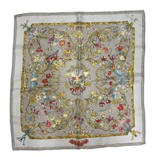 Hermes Beige Silk Scarf 41x41cm Used Classic Accessory