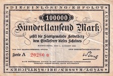 Heidelberg - Stadt - 100 Tausend Mark - Serie A - KN 5st * steh. - Keller 2279.a