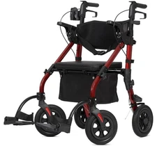 ELENKER All Terrain Rollator Walker Transport Wheelchair Combo, 2 in 1 Rolling