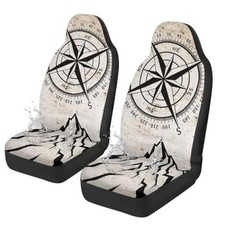 Car Seat Covers Set of 2 Waterproof Front Seat Covers Stretch Polyester Compass