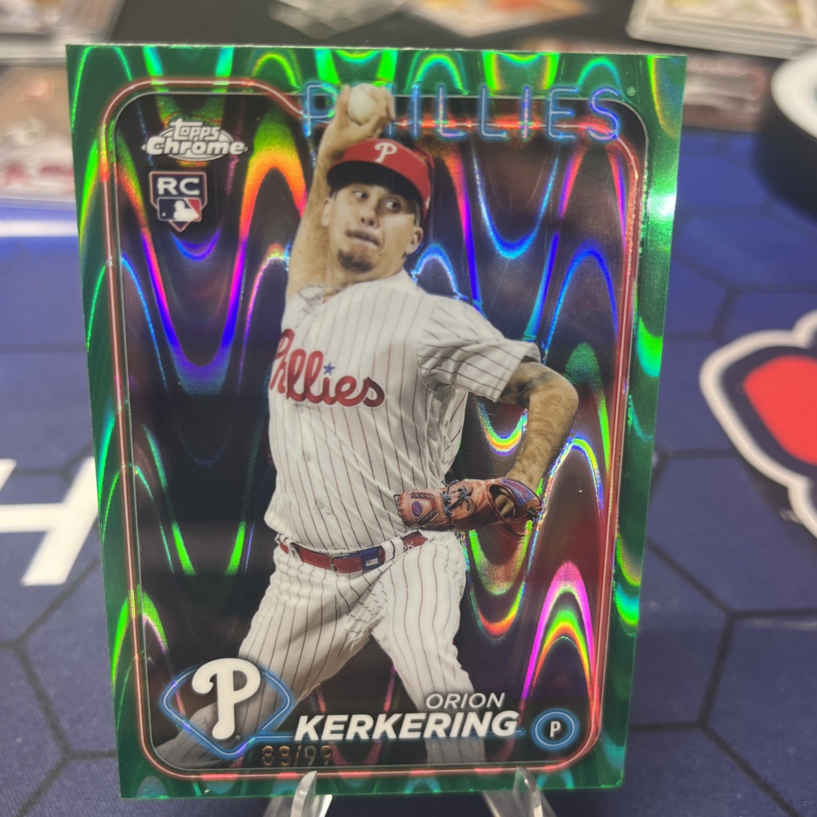 2024 Topps Chrome - Orion Kerkering #180 Green Wave Refractor /99 (RC)
