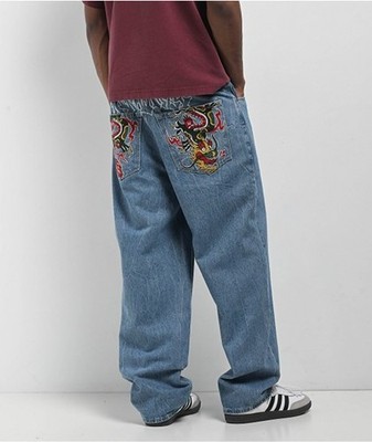 Ninth Hall Ambush Ember Medium Blue Loose Fit Jeans 32x29 Dragon Embroidered