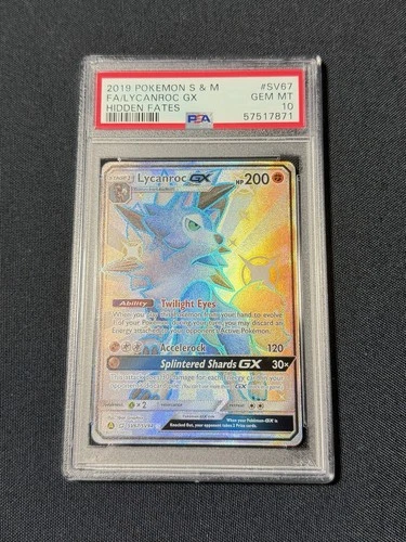 Pokémon Lycanroc GX SV67/SV94 Hidden Fates Shiny Vault PSA 10 Shiny Holo Rare