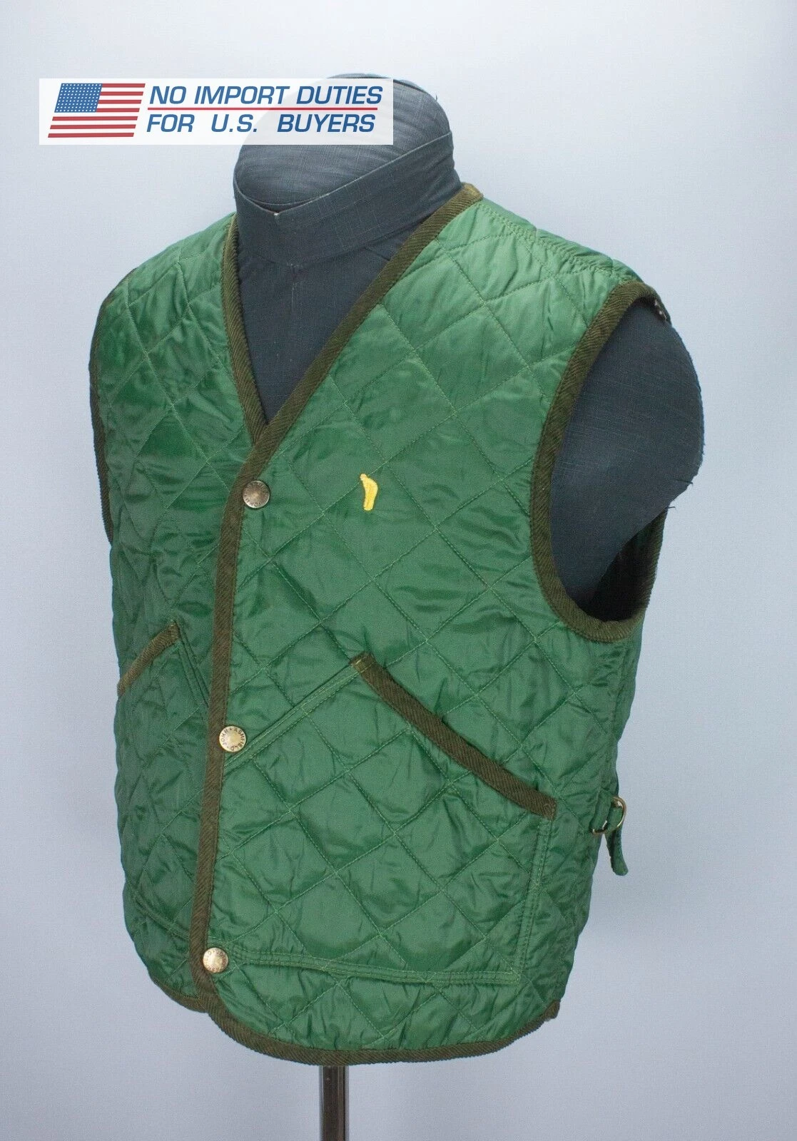 John Ashfield Mens Quilted Hunting Vest 48 Green Waistcoat Made In Italy Gilet