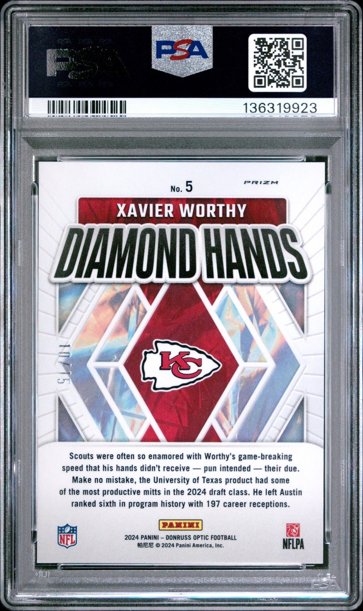 2024 Panini Donruss Optic - Diamond Hands Xavier Worthy #5 Ice
