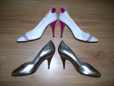 HARRINK Pumps Stilettos ca.10cm High-Heels Gr.38 1/2 + Extra Pumps Metall Absatz