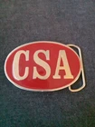 Vintage CSA Belt Buckle Civil War Red & Gold Oval Metal  2388 Monogram