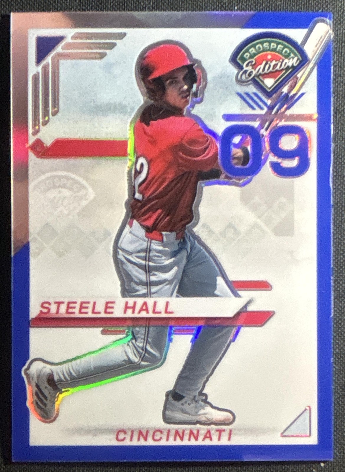 2025 Panini Prospect Edition Steele Hall #185 Holo Ticket Blue 120/149 Reds