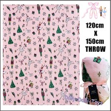 Image of Ballet Nutcracker Blanket Throw Fleece Christmas Pink Ballerina Bow Ribbon Girls