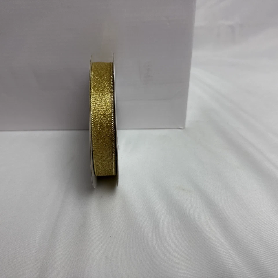 Glitz + Glimmer holiday decorative ribbon gold  sparkle glitter 5/8 x 25  - Image 3 of 4