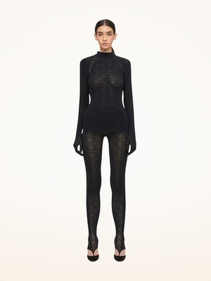 Wolford Leggings mit aufwendigem transparentem Muster - schwarz - Medium - neu mit Etikett - UVP 200 £