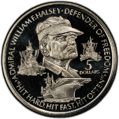 1990 Niue Admiral William F. Halsey $5 Dollars Copper-Nickel Coin