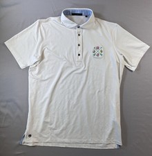 Greyson Shirt Mens L White Polo Golf Performance Stretch Casual 4 Button - Logo