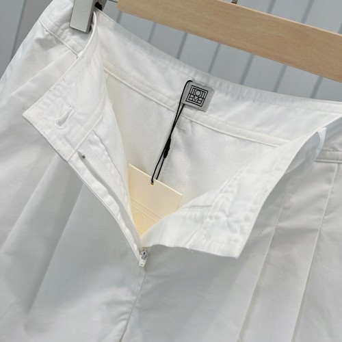 Women Toteme Cotton Slim A-line Wide Leg Shorts White - Imagen 5 de 6