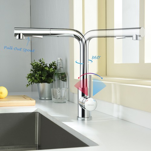 Decaura 2-Mode and 360° Swivel Kitchen Taps Sink Mixer Tap with Pull Out Spray - Picture 11 of 31