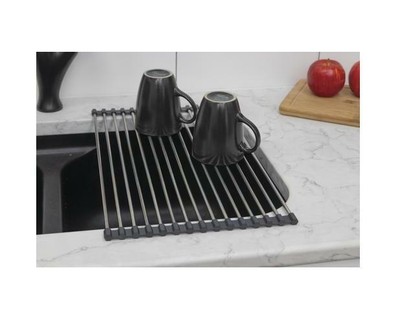 Over the Sink Dish Drying Rack Folding Roll-Up Drain Mat Wash Fruits /& Vegetable