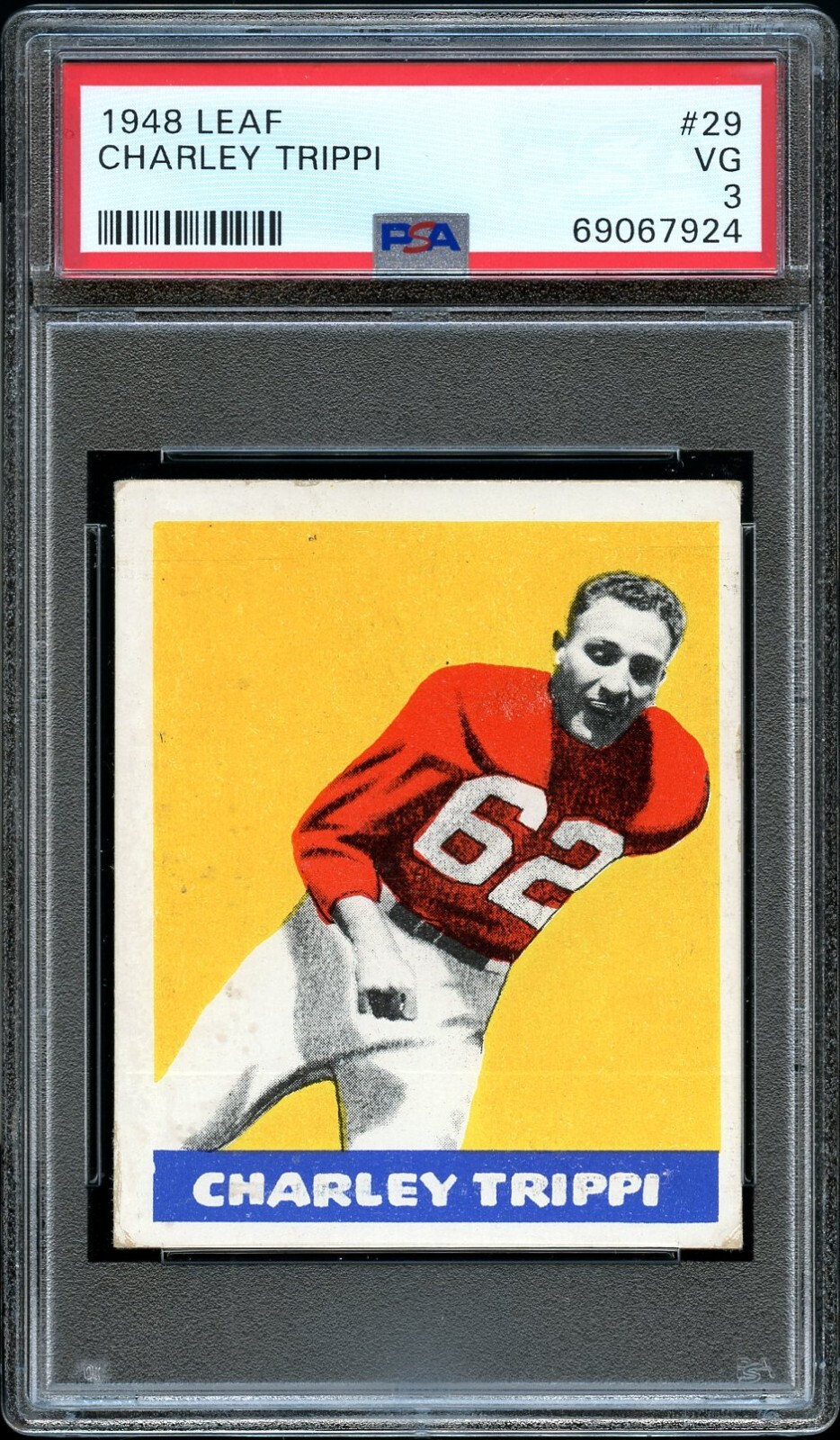 1948 Leaf FB Card # 29 Charley Trippi Chicago Cardinals HOF ROOKIE RC PSA VG 3
