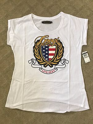 COOGI Women Live Sexy T Shirt Flag Red White Blue 1X Extra Large Patriotic Tee
