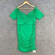 NEW Shein Dress Womens XL Green Off Shoulder Bodycon Ruched Mini Party 38507