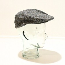 70s Vtg Mens Newsboy Cabbie Hat Size S Gray Tweed Lined Snap Down Bill USA Made