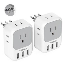 Italy Power Adapter 2 Pack, TESSAN Italy Travel Plug Adapter with 4 Outlets a...