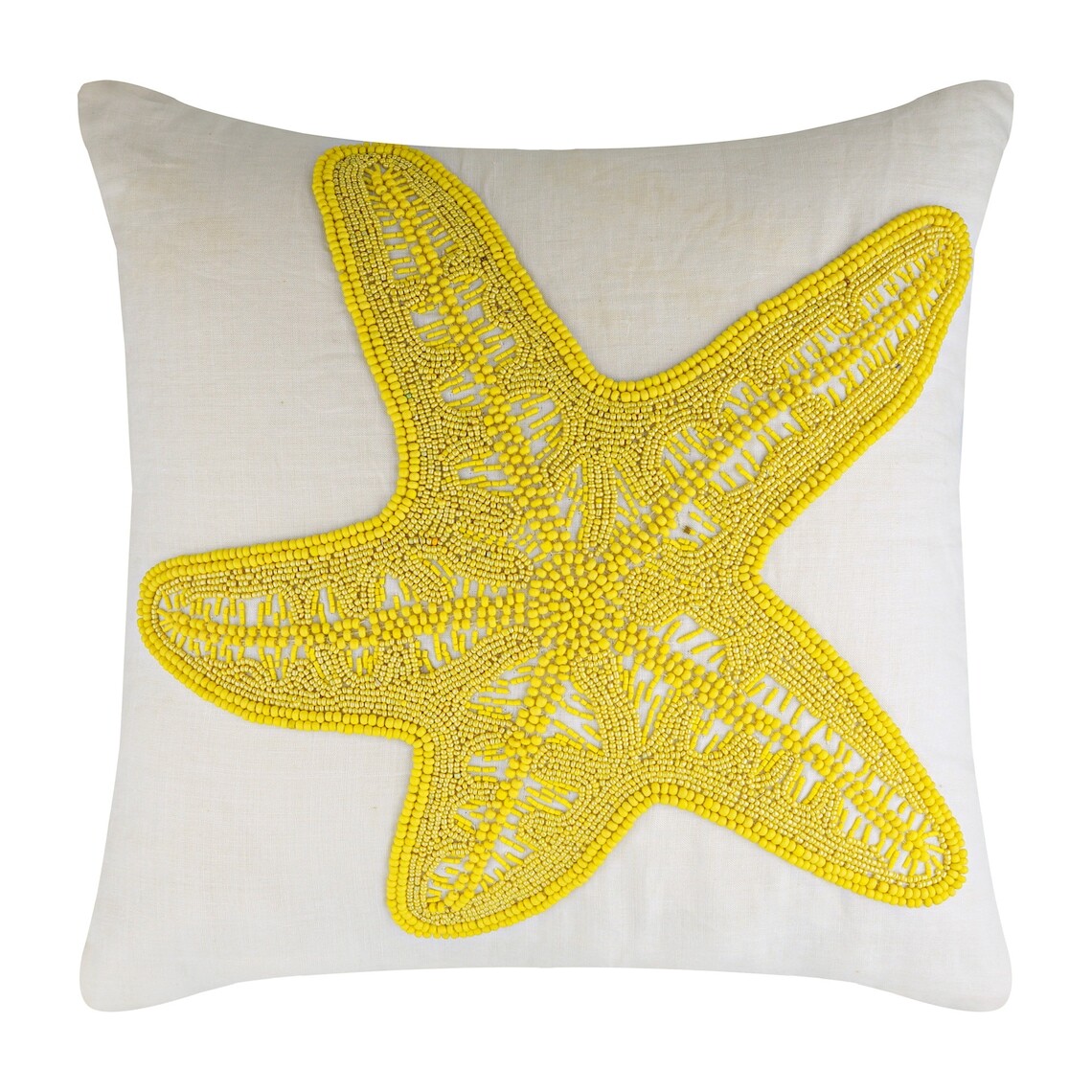 "Sofá cuadrado cojín estuche amarillo 16""x16"", decoración de sofá algodón - amarillo estrellas de mar