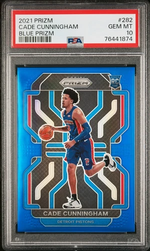 2021 PANINI PRIZM #282 CADE CUNNINGHAM BLUE PRIZM 24/199 PSA 10