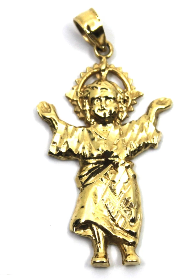 Baby Jesus Angel Pendant in 14K Solid Yellow Gold 1.5" X 0.90"in Religious - Изображение 3 из 4