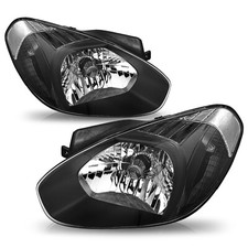 For 2007-2011 Hyundai Accent Halogen Black Headlights Assembly Left & Right Side