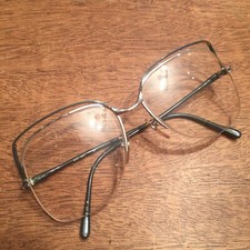 Vintage 80s TURA 452 Silver tone Gray Oversized Shield Frames Big Eye Glasses 54