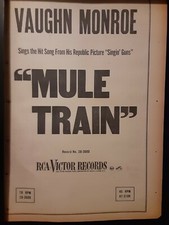 Vaughn Monroe Mule Train Rare Original Promo Poster Ad Framed