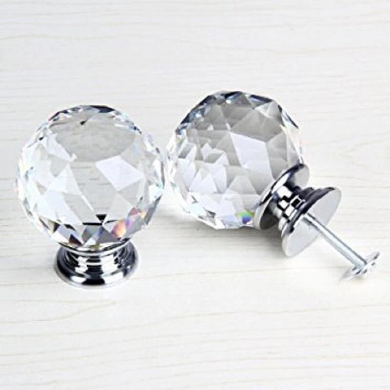 CLEAR CRYSTAL DIAMOND GLASS DOOR KNOBS CUPBOARD DRAWER FURNITURE HANDLE CABINET - Image 3 of 4