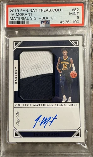 2019 Panini National Treasures Ja Morant 1/1 Black Rookie Patch Auto RPA