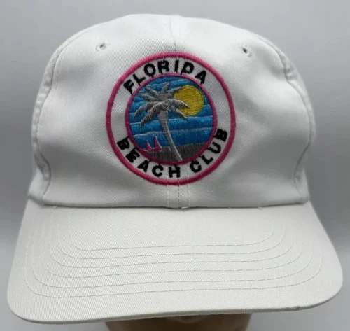 Florida Beach Club Hat White Baseball Cap Adjustable Beach