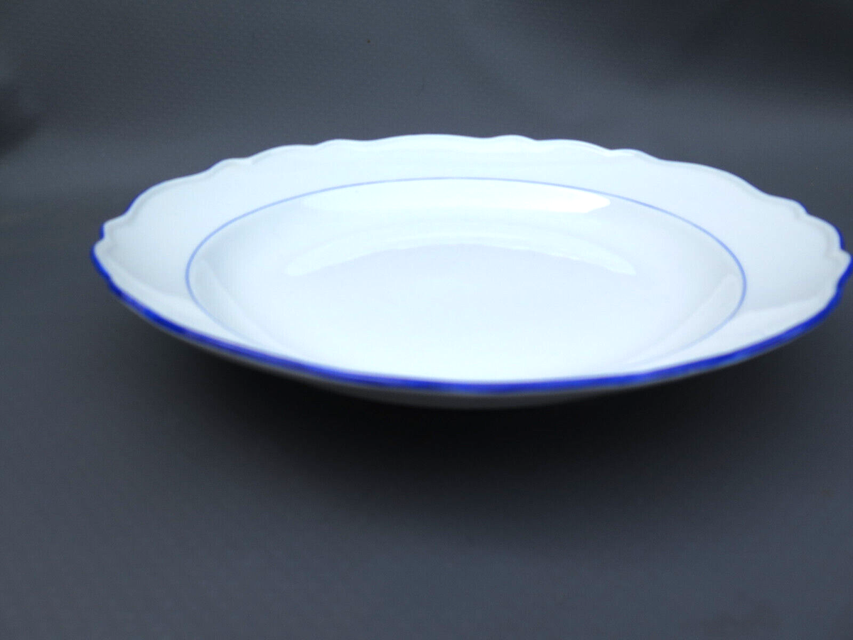 Meissen Porzellan großer Teller / Schale blau Rand ca. 1920, 2 Schleifst 31 cm Ø