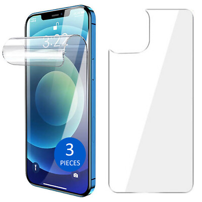 x3 Soft PET Film Screen Protector Guard for Apple iPhone 13 Pro Max Front + Back