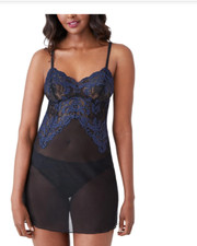 Wacoal 814322 Instant Icon Chemise BABYDOLL Lingerie BLACK/ECLIPSE Size L