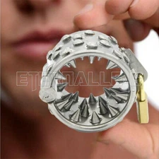 Men Chastity cage enhance Impaler Locking CBT Ring with Spikes Padlock and Keys