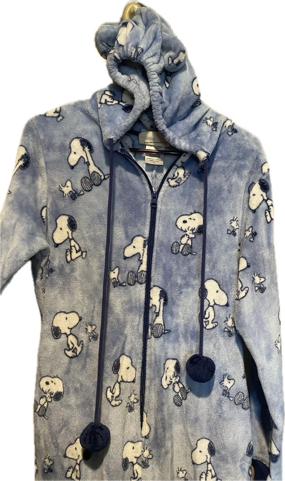 Snoopy арахис пижамы M Munki Munki Luxe плюшевый союз костюм цельный взрослых PJ - Изображение 4 из 4