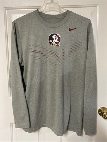 Nike Dri-Fit Florida State Seminoles Long Sleeve Shirt Gray Men’s Size L