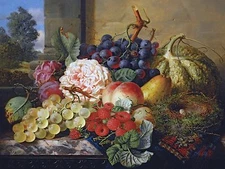 Grapes raspberries a peach pear Accent Tile Mural Kitchen Wall Backsplash 8x6