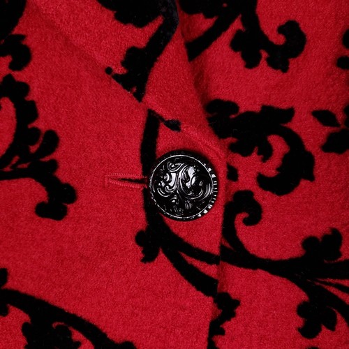 Coldwater Creek Flocked Velvet Blazer Jacket Wool XL Red Black Baroque Gothic - 第 4/9 張圖片