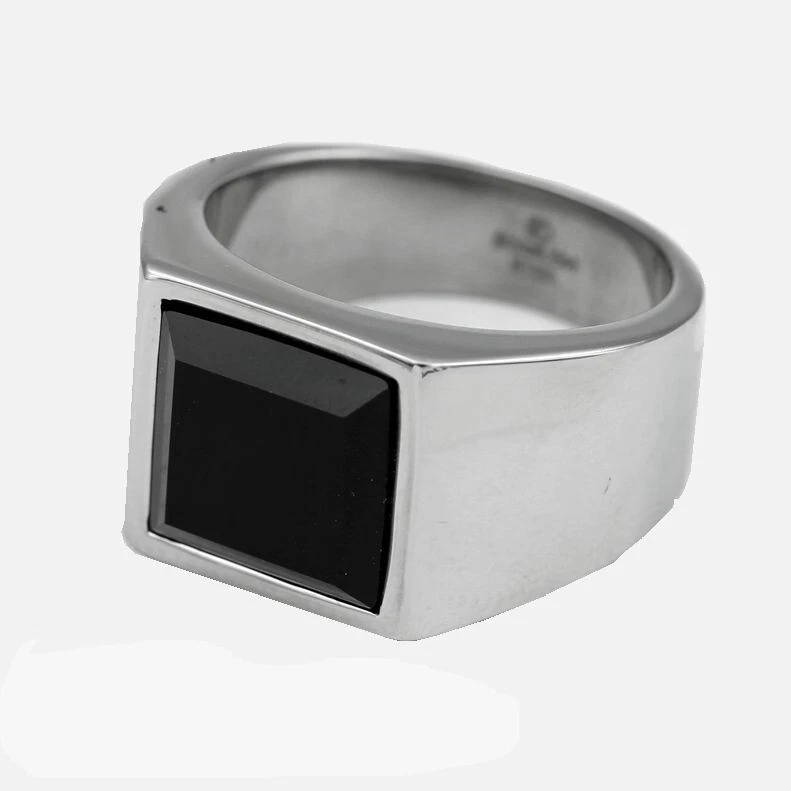 Anillos de boda negros de ónix de acero inoxidable para hombre 8 9-13 caja de pulido alto Foto 2 de 4