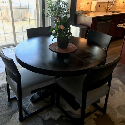 48" Round Solid Wood Dining Table with 4 Chairs | eBay