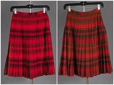 VTG Women's 50s Reversible Red  Green Plaid Pendleton Skirt Sz XS 1950s Pleated