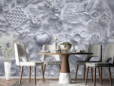 3D White Carving G2393 Wallpaper Wall Murals Removable Self-adhesive Coco
