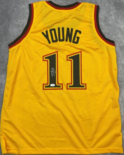 Trae Young Atlanta Hawks Autographed Signed Yellow Custom Jersey JSA COA - Picture 1 of 2