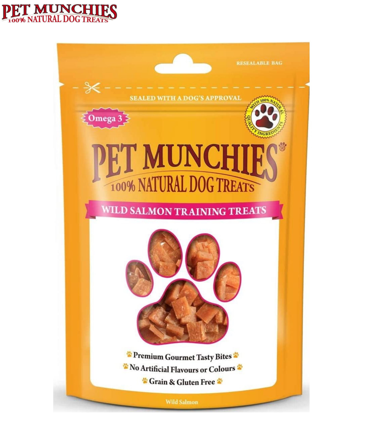 PET MUNCHIES WILD SALMON DOG PUPPY TRAINING TREATS GRAIN FREE NATURAL MEAT 50G