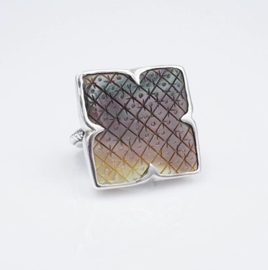 Anillo Stephen Dweck Trébol Negro Madreperla Plata de Ley Talla 7.5 RS3545 Foto 4 de 4