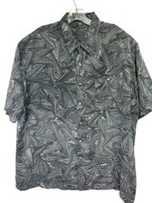 Alan Stuart Mens XL Silver/Black Abstract Button Up Shirt Q27 Vtg USA Made
